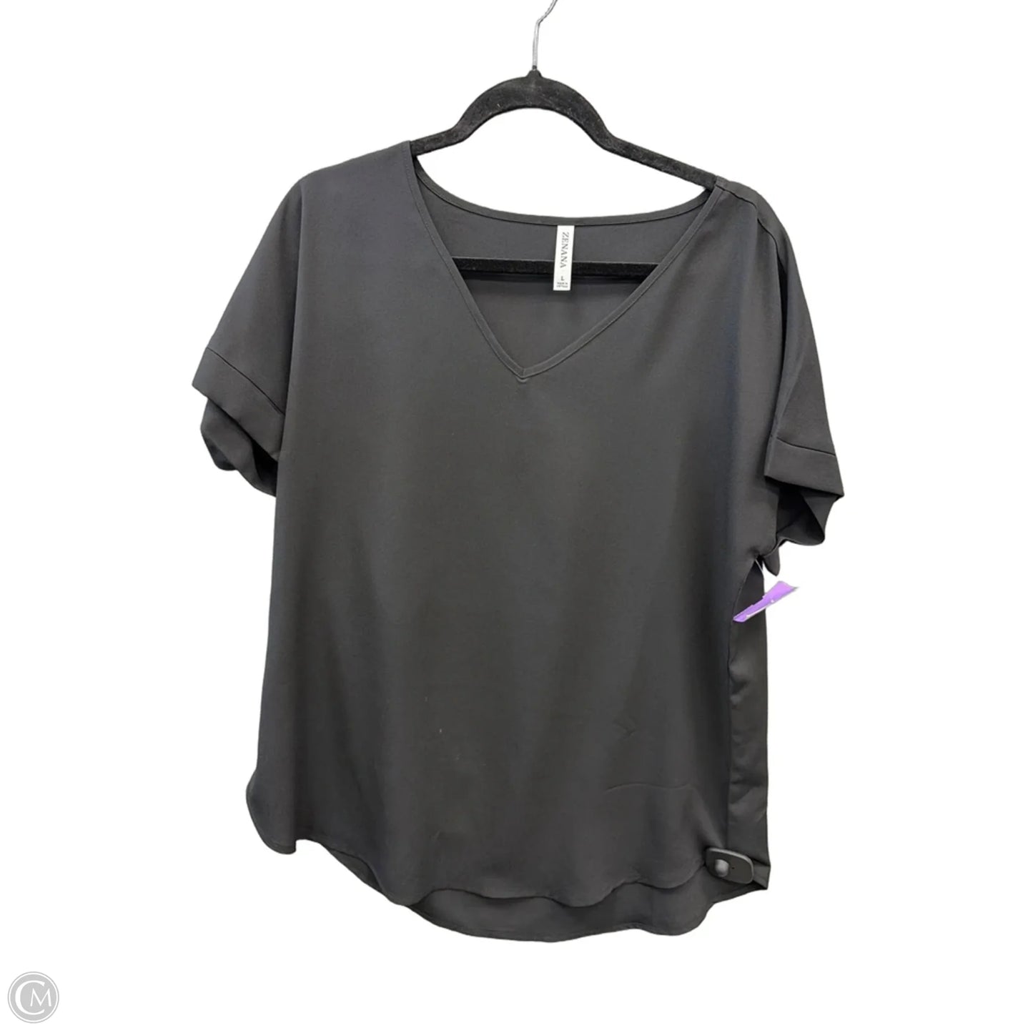 Top Short Sleeve By Zenana In Black, Size: L