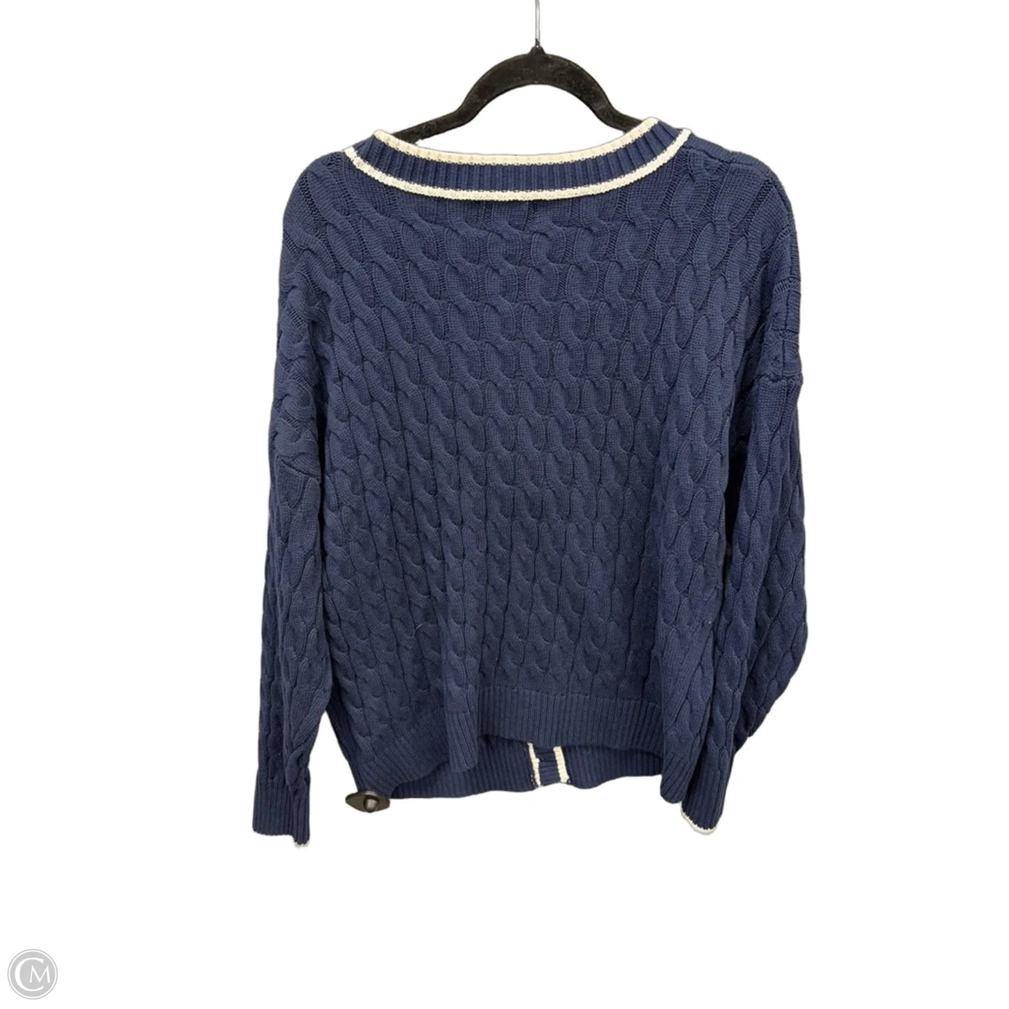 Sweater Cardigan By Old Navy In Blue & White, Size: M