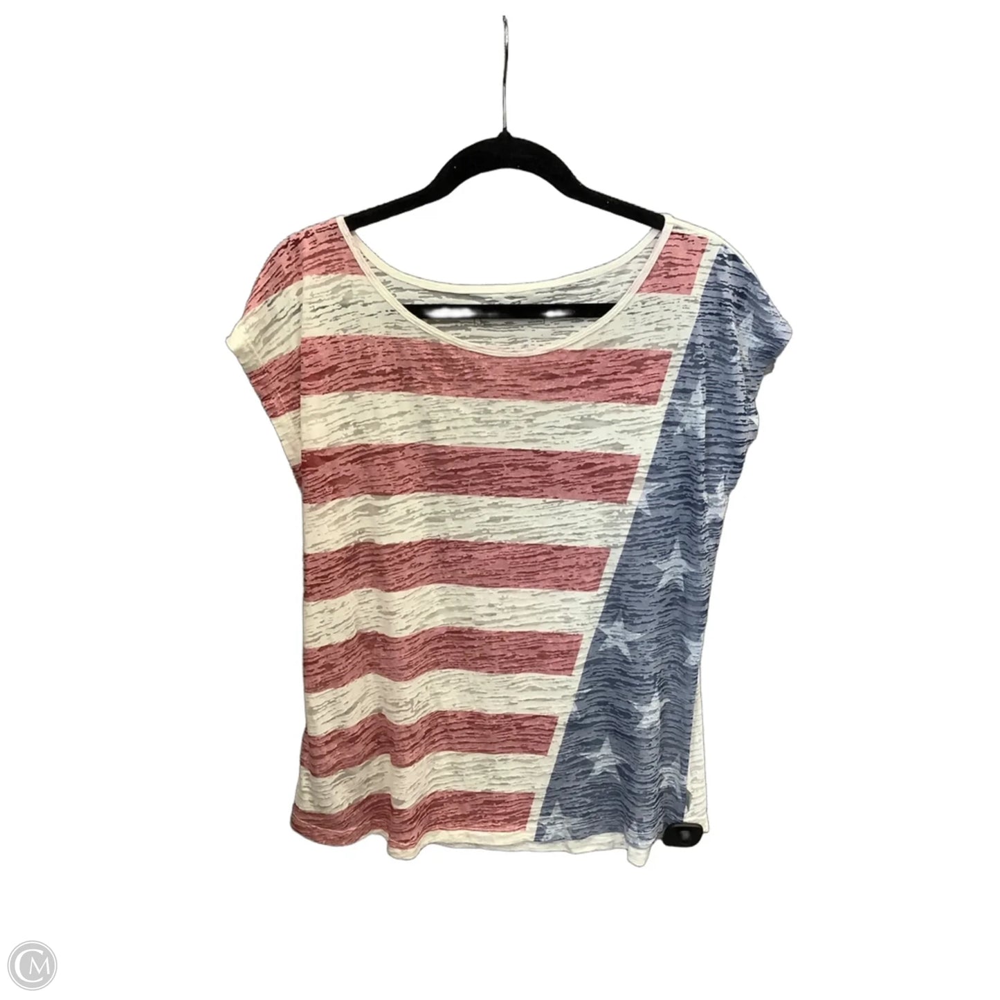 Top Short Sleeve By Eddie Bauer In Blue & Red & White, Size: L
