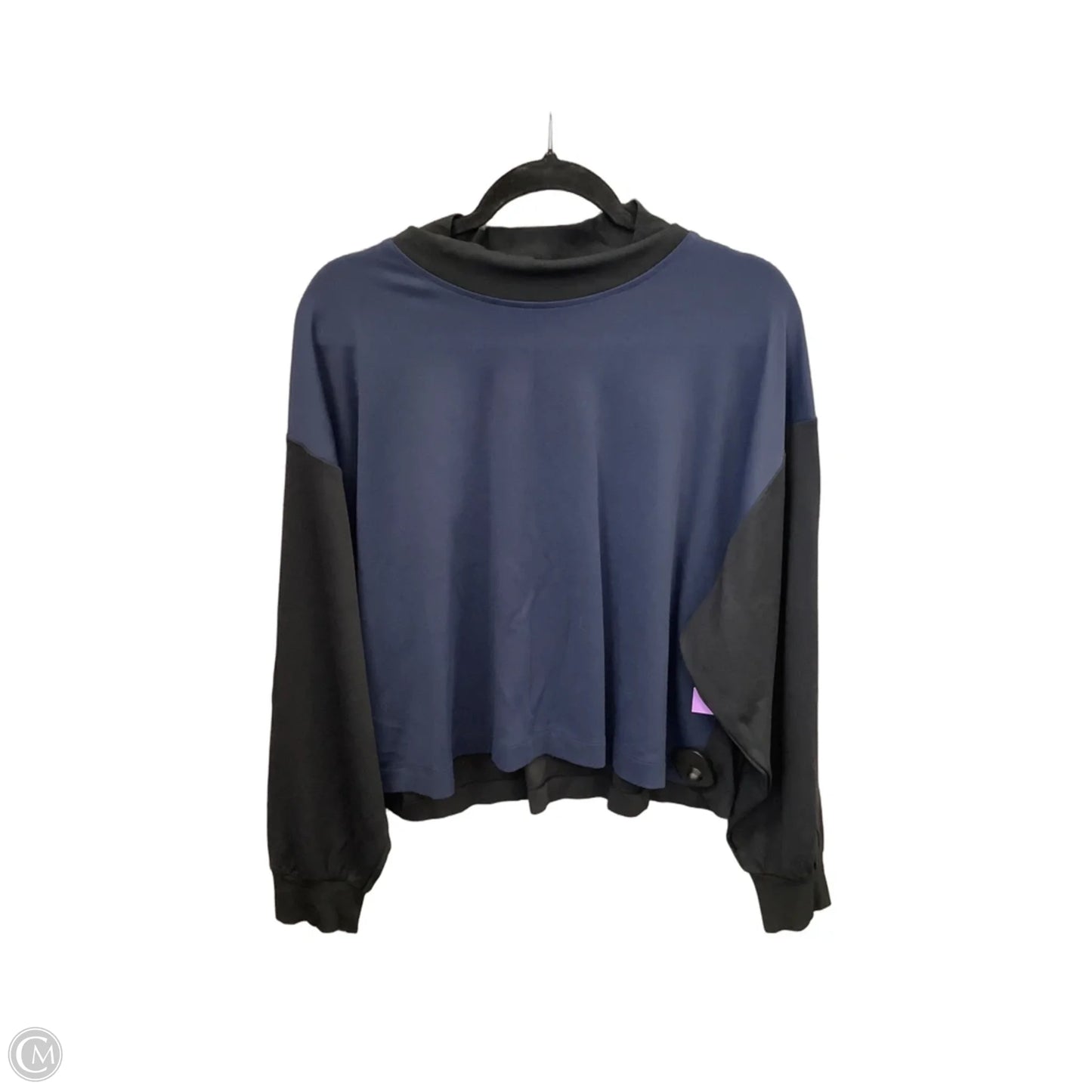 Athletic Top Long Sleeve Collar By Athleta In Black & Blue, Size: Xl