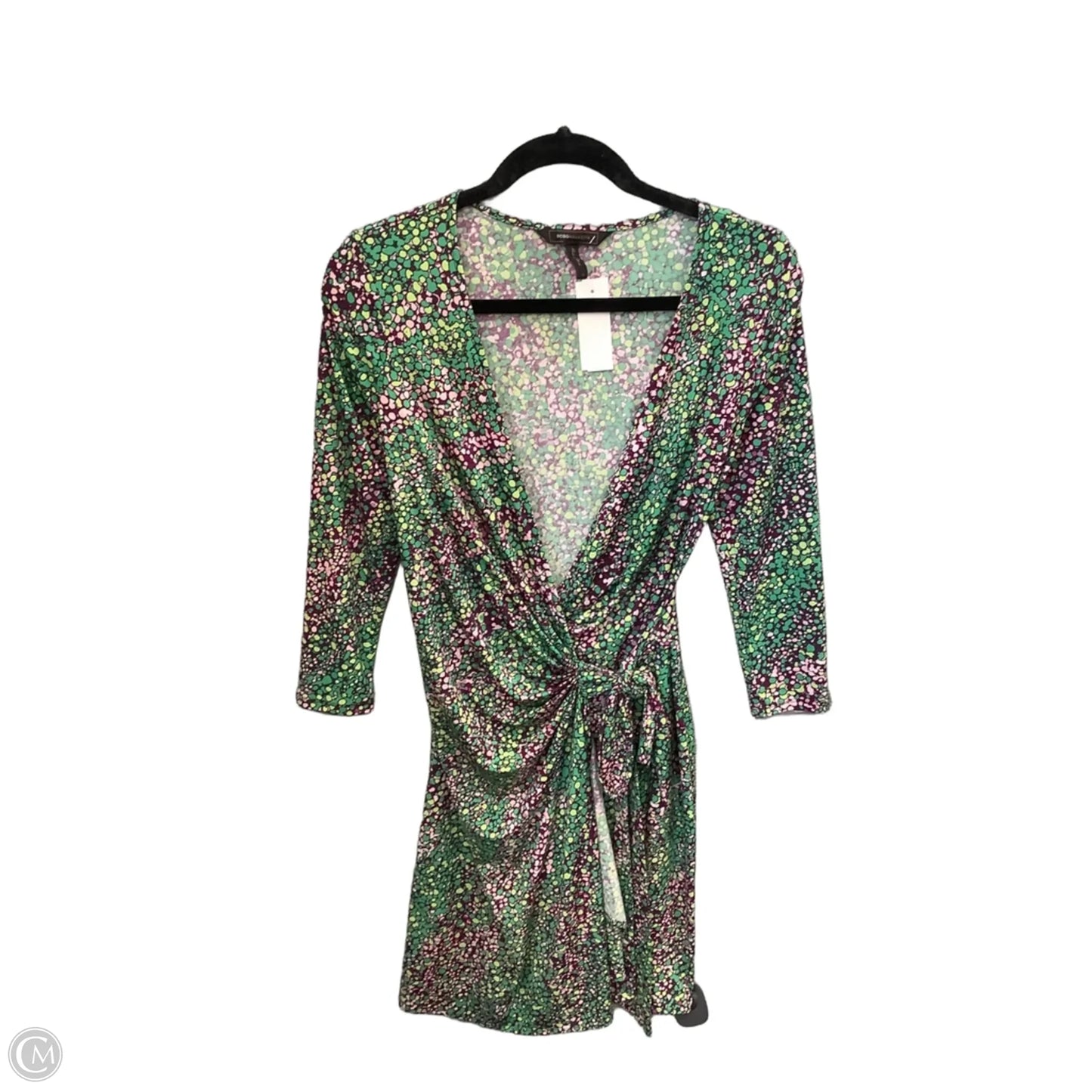 Dress Casual Midi By Bcbgmaxazria In Green & Purple, Size: Xs