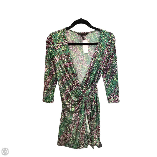 Dress Casual Midi By Bcbgmaxazria In Green & Purple, Size: Xs