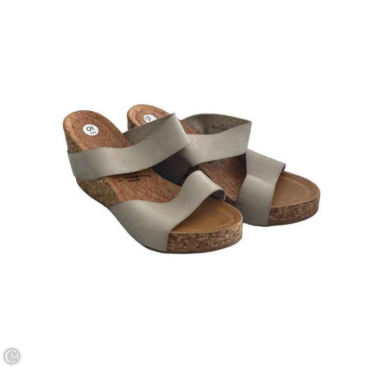 Sandals Heels Wedge By Blowfish In Brown & Grey, Size: 10
