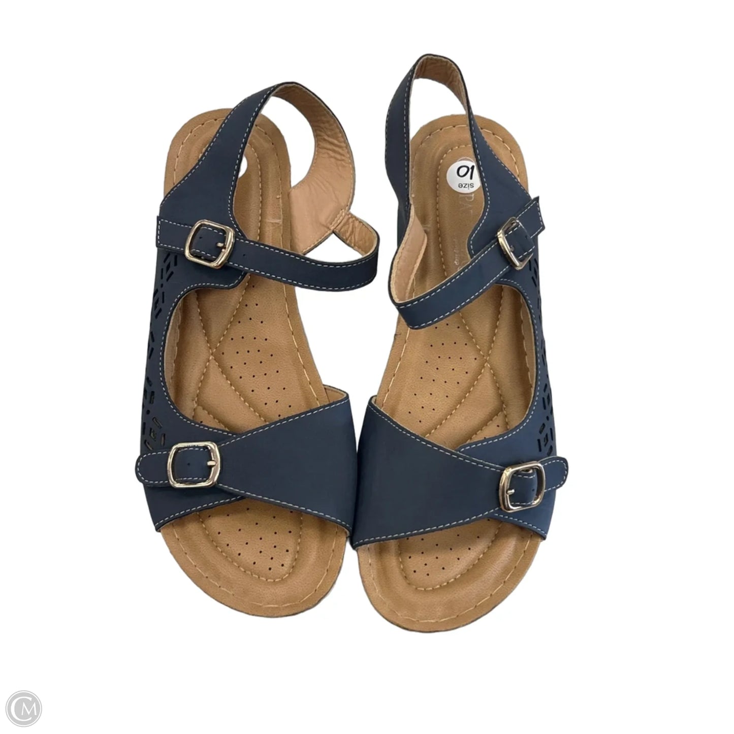 Sandals Flats By Clothes Mentor In Navy, Size: 10