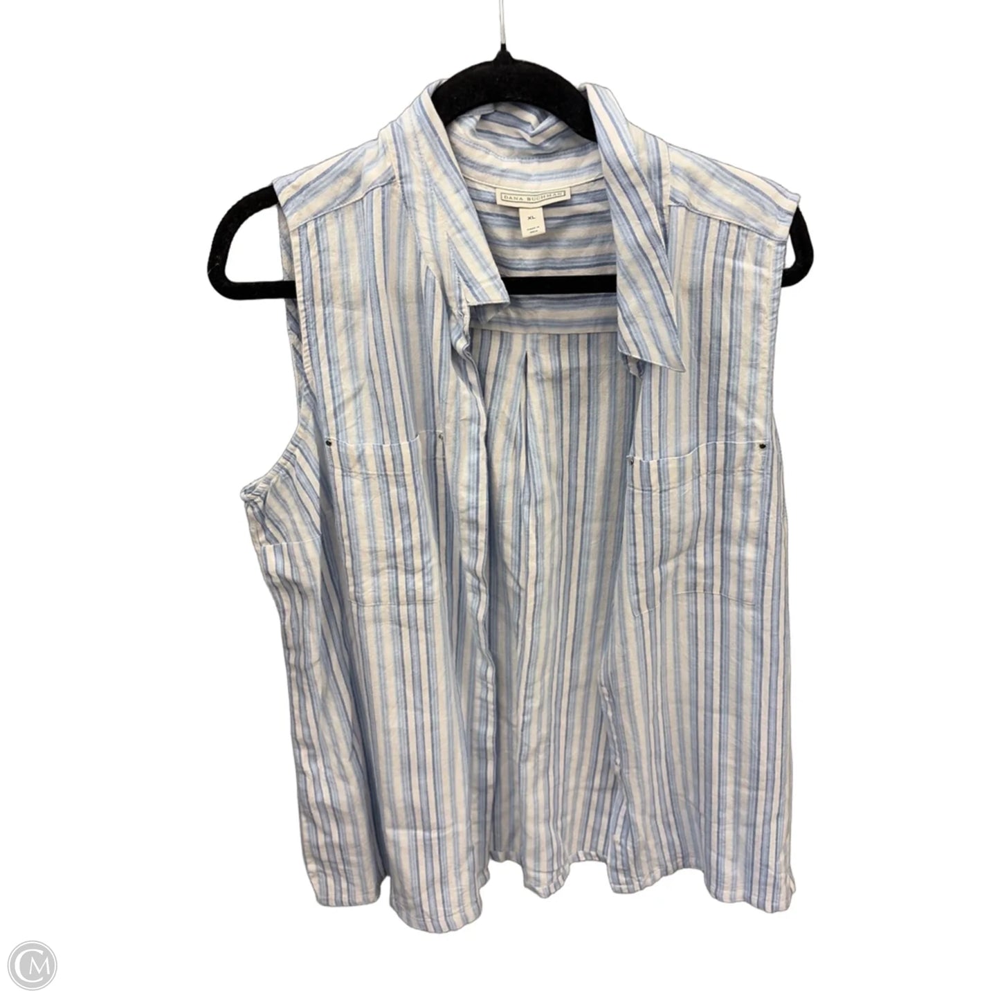 Tunic Sleeveless By Dana Buchman In Blue & White, Size: Xl
