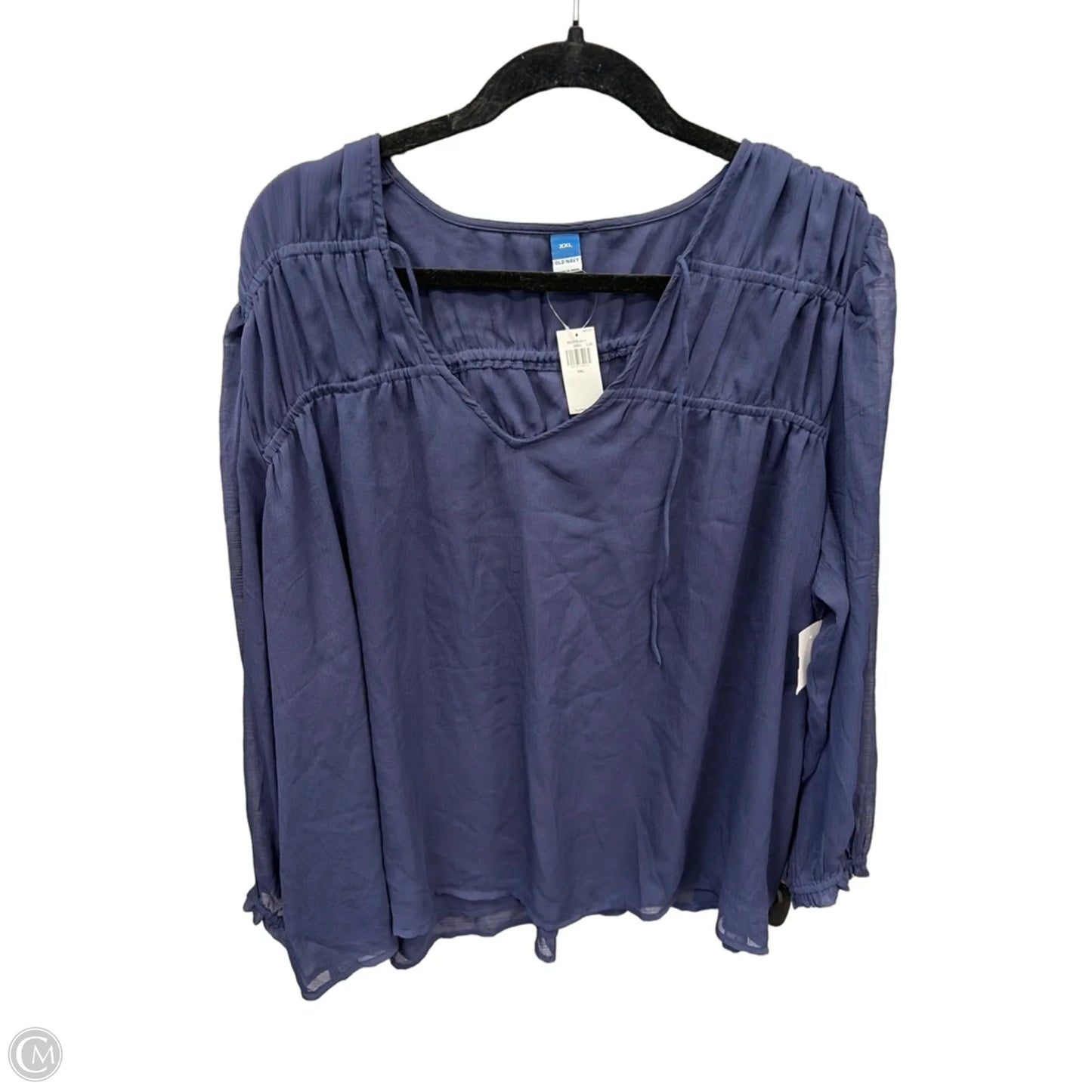 Blouse Long Sleeve By Old Navy In Blue, Size: Xxl