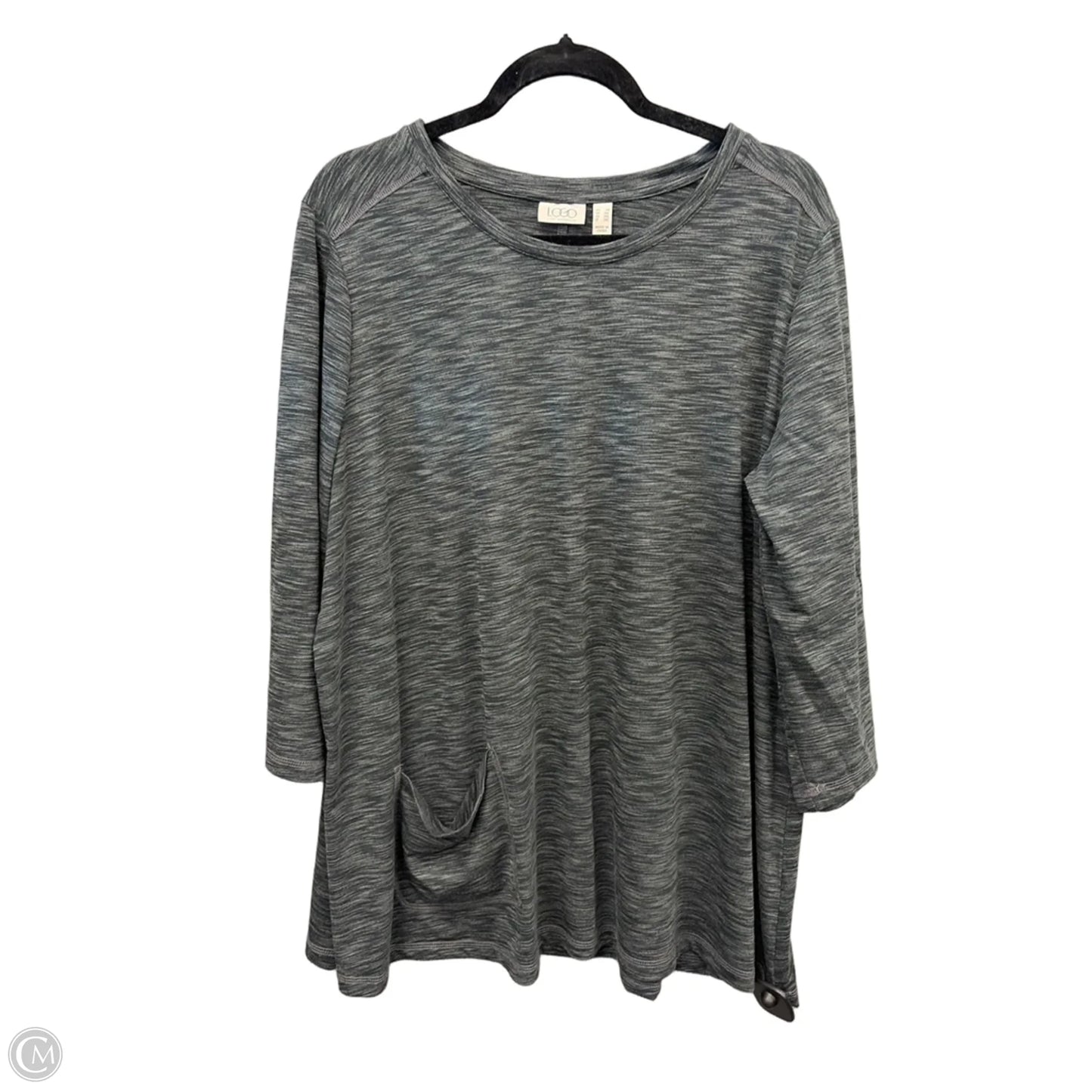 Top 3/4 Sleeve By Logo In Grey, Size: 2x
