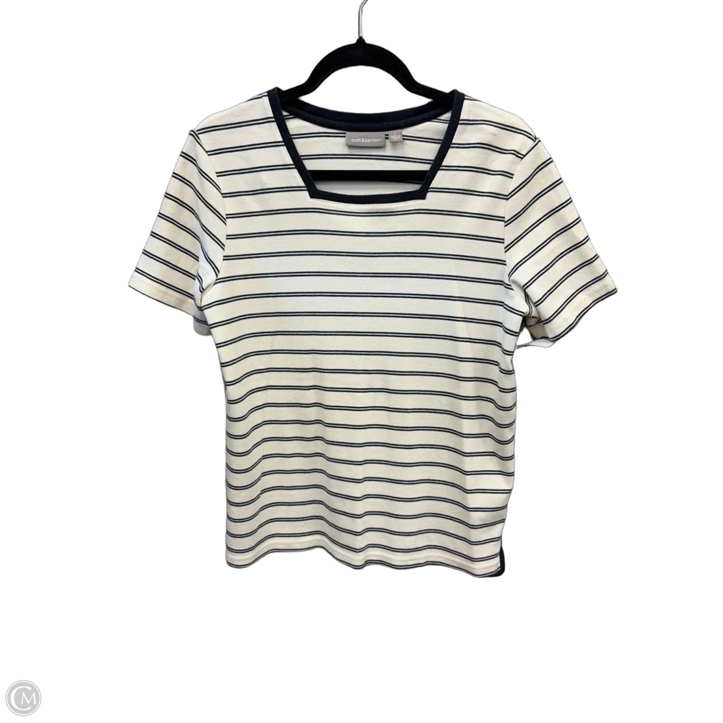 Top Short Sleeve By Croft And Barrow In Striped Pattern, Size: L