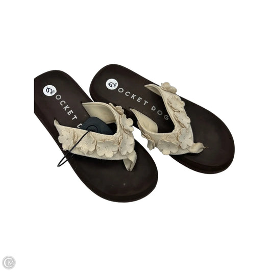 Sandals Flip Flops By Rocket Dogs In Brown & Cream, Size: 6