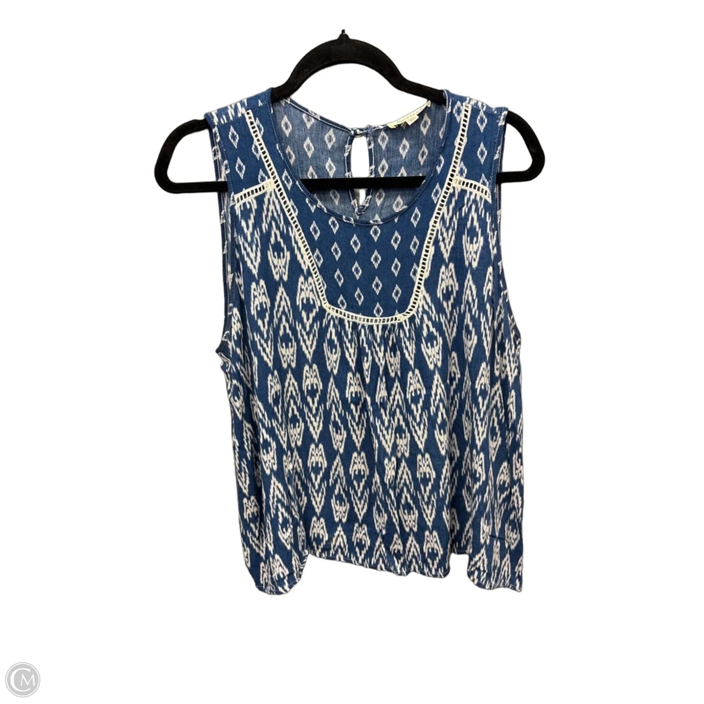 Top Sleeveless By Monteau In Blue & White, Size: Xl