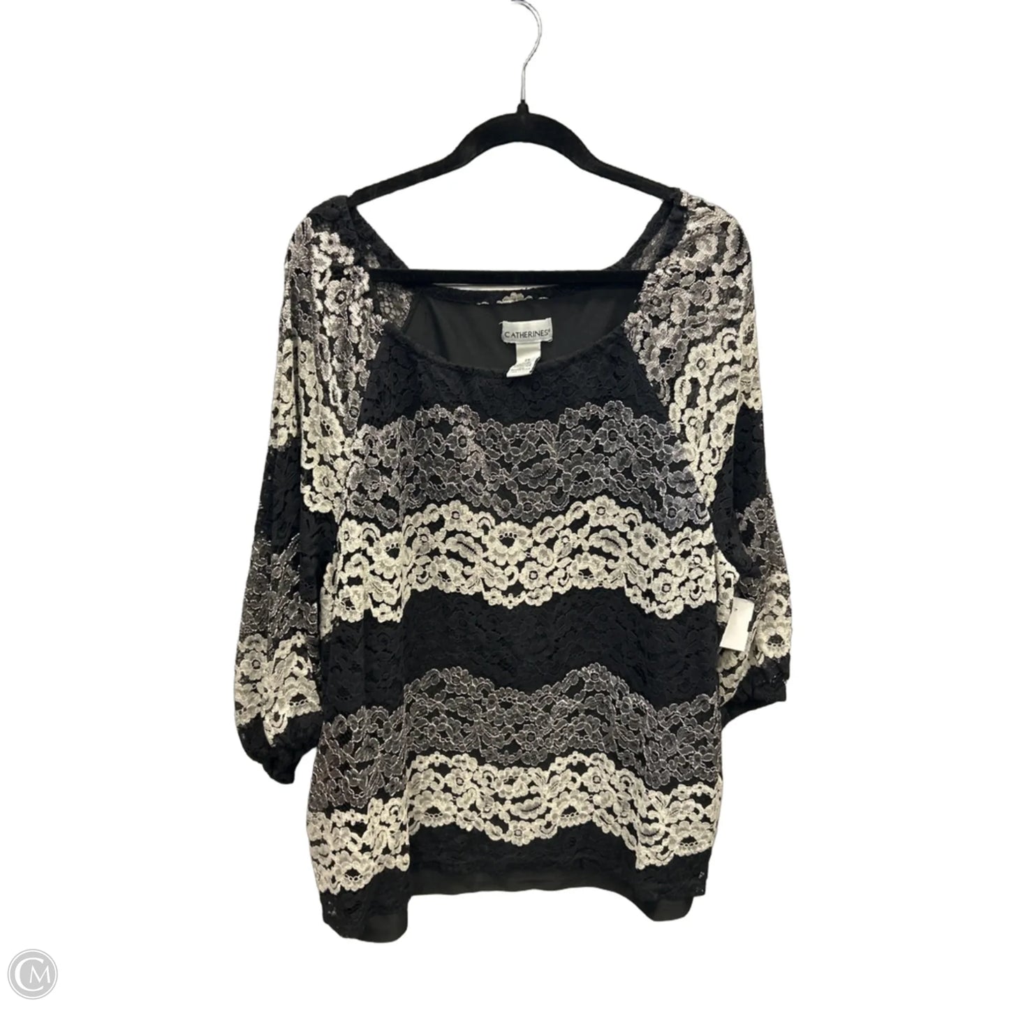 Top Long Sleeve By Catherines In Black & Grey, Size: 2x