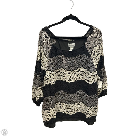 Top Long Sleeve By Catherines In Black & Grey, Size: 2x