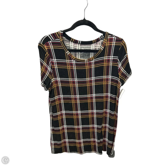 Top Short Sleeve By Maurices In Plaid Pattern, Size: M