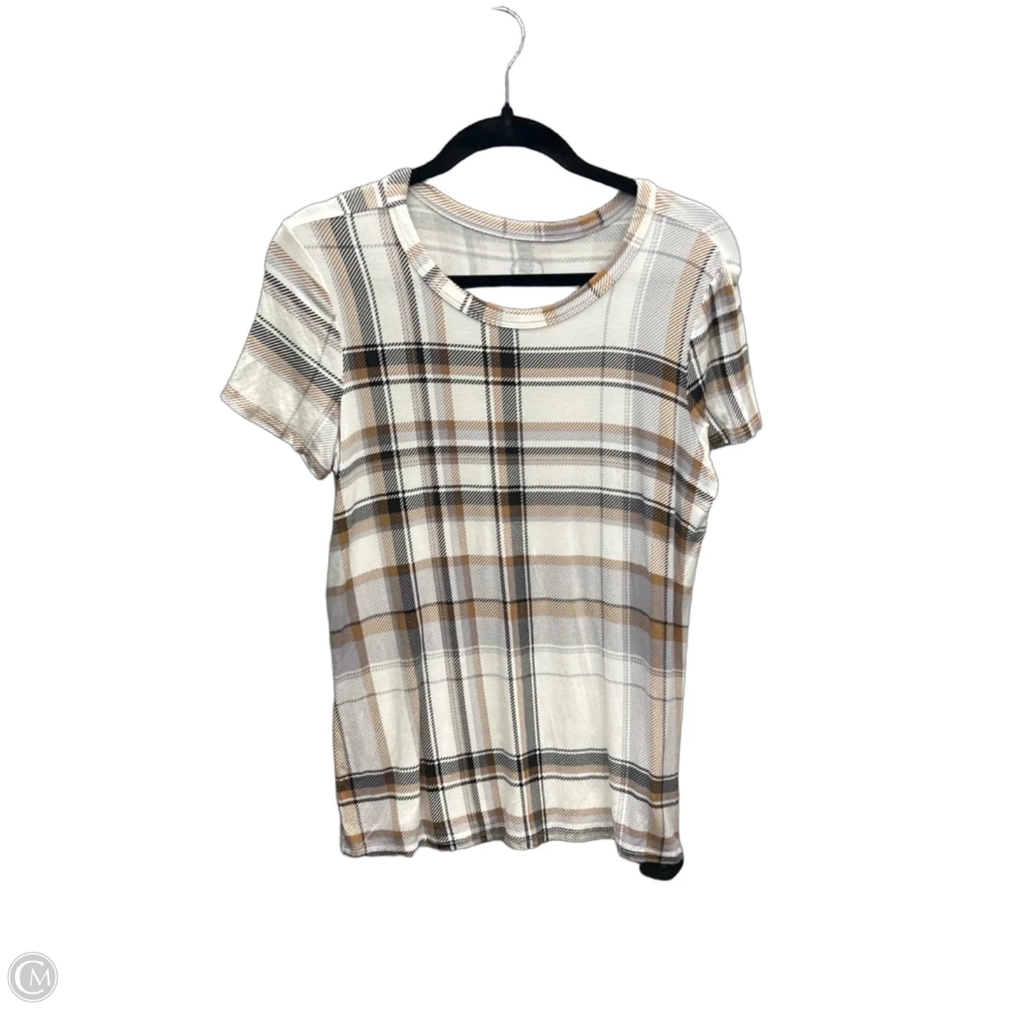 Top Short Sleeve By Maurices In Plaid Pattern, Size: M