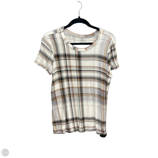 Top Short Sleeve By Maurices In Plaid Pattern, Size: M