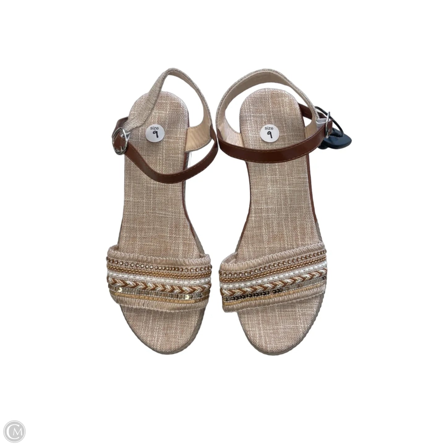 Sandals Heels Wedge By Clothes Mentor In Brown, Size: 9