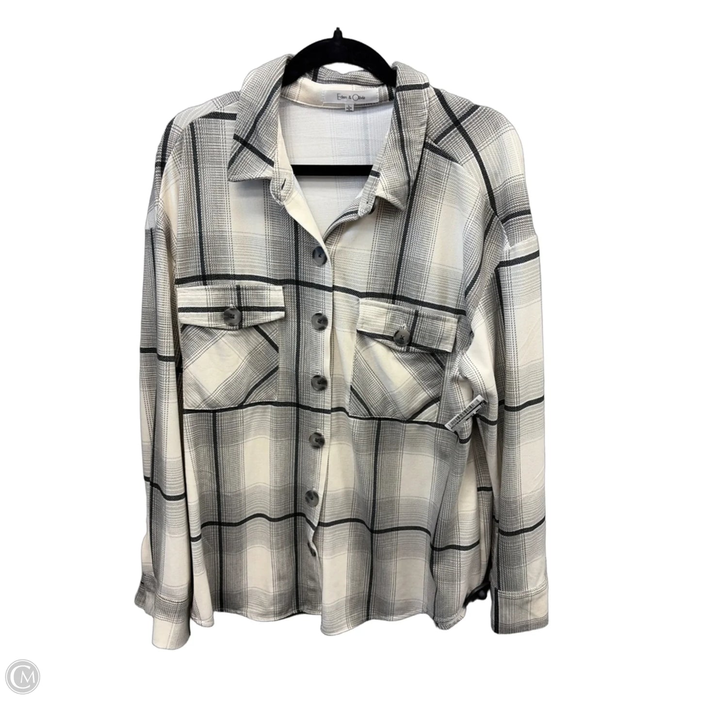 Top Long Sleeve By Eden & Olivia In Plaid Pattern, Size: L