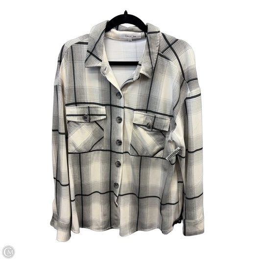 Top Long Sleeve By Eden & Olivia In Plaid Pattern, Size: L