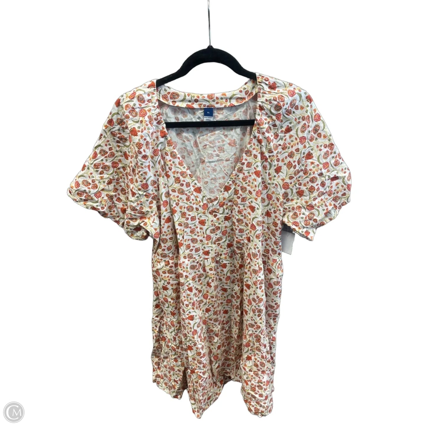 Dress Casual Midi By Old Navy In Orange & White, Size: Xl