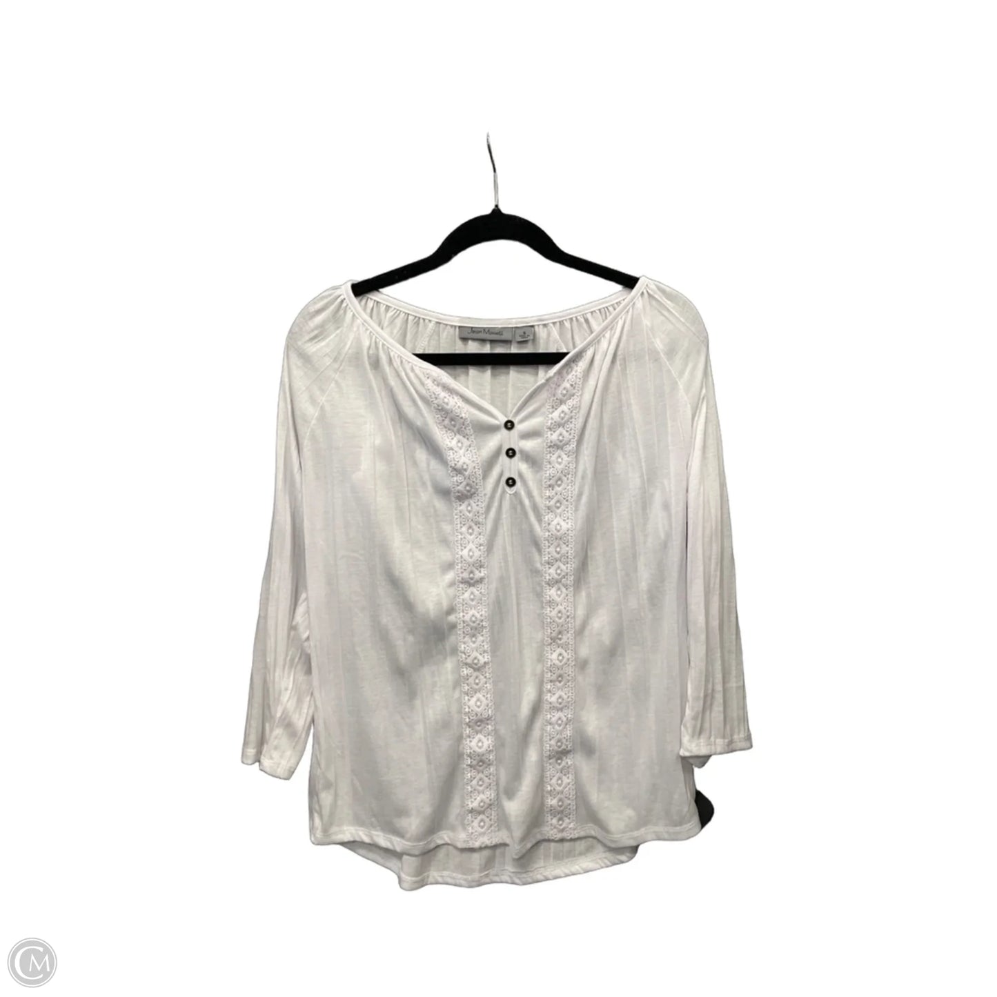 Top Long Sleeve By Jason Maxwell In White, Size: S
