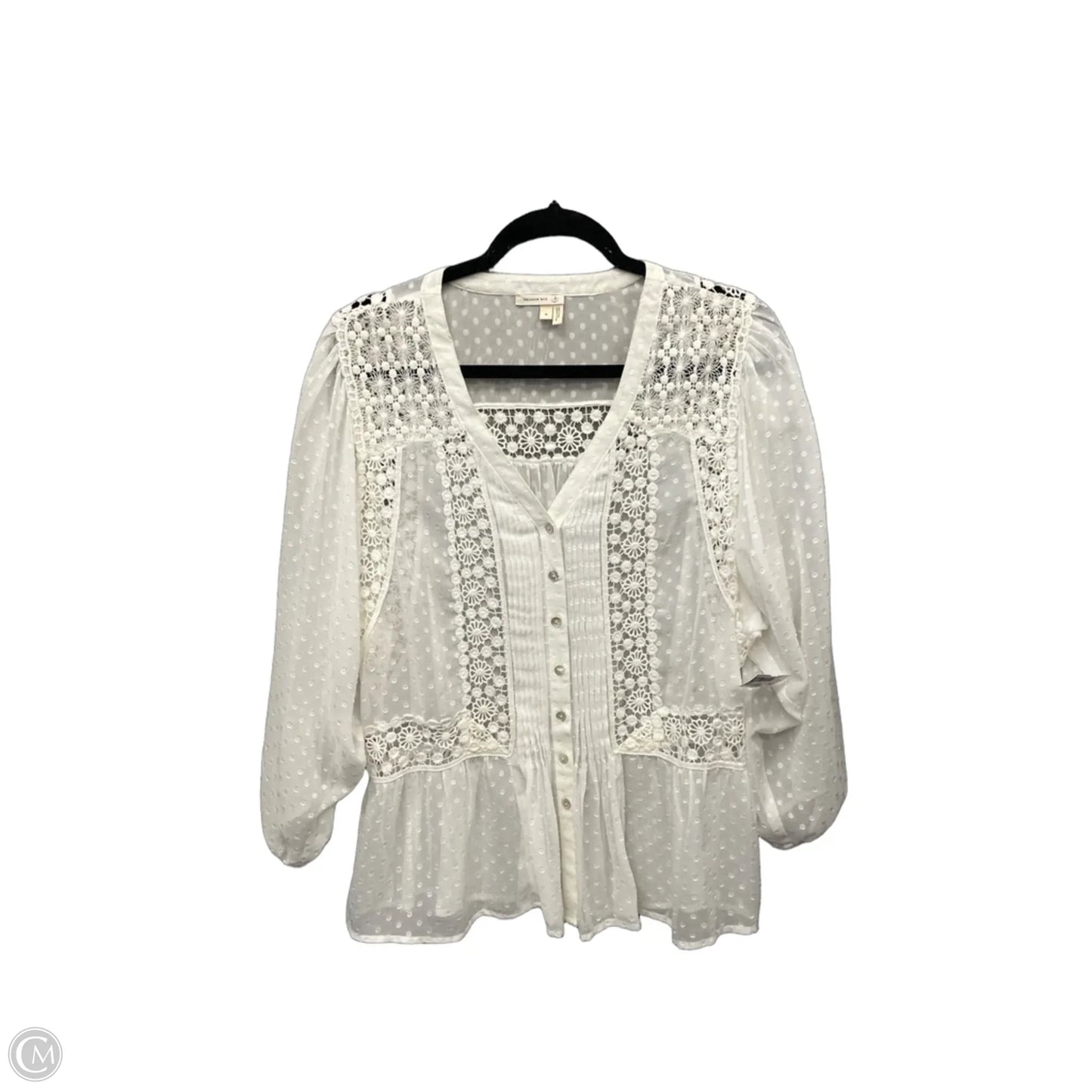Top Long Sleeve By Meadow Rue In White, Size: M