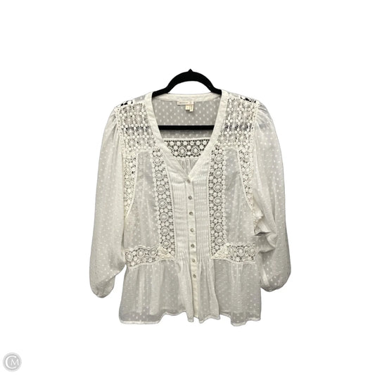 Top Long Sleeve By Meadow Rue In White, Size: M