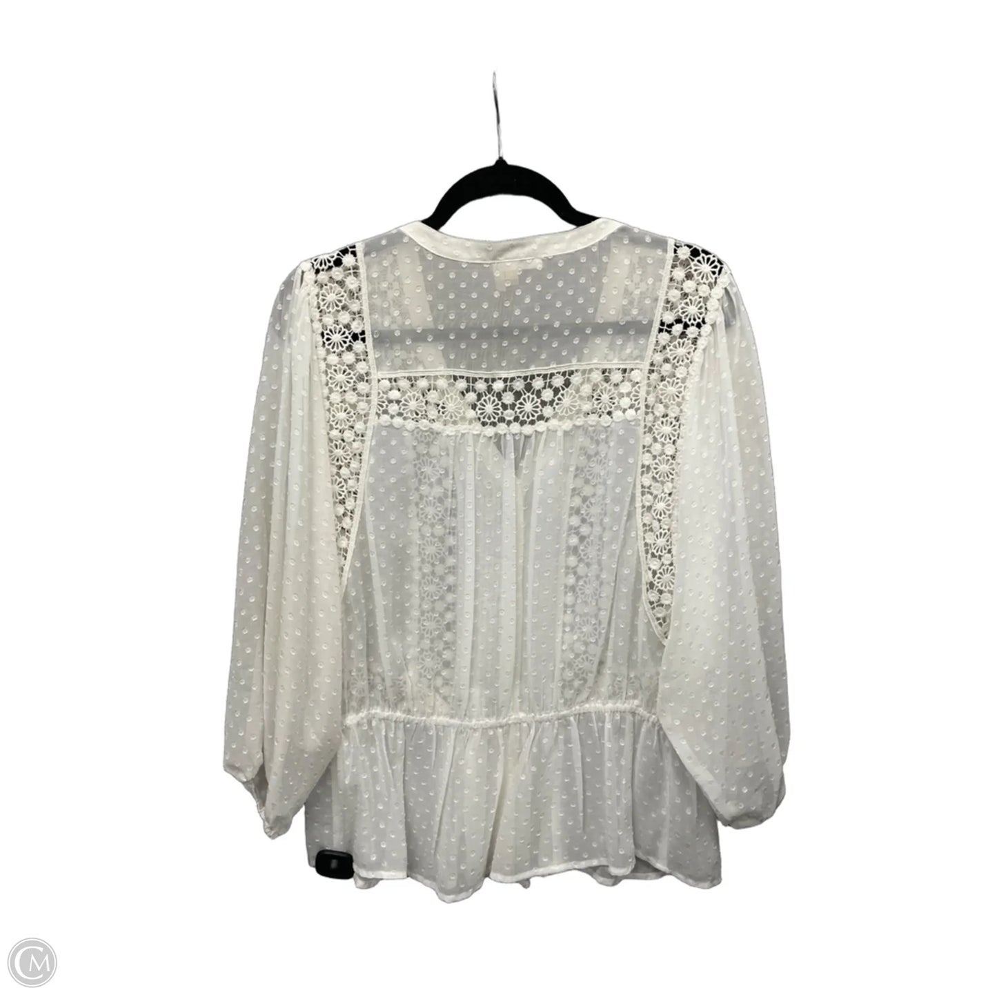 Top Long Sleeve By Meadow Rue In White, Size: M