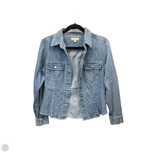 Top Long Sleeve By Ann Taylor In Blue Denim, Size: M