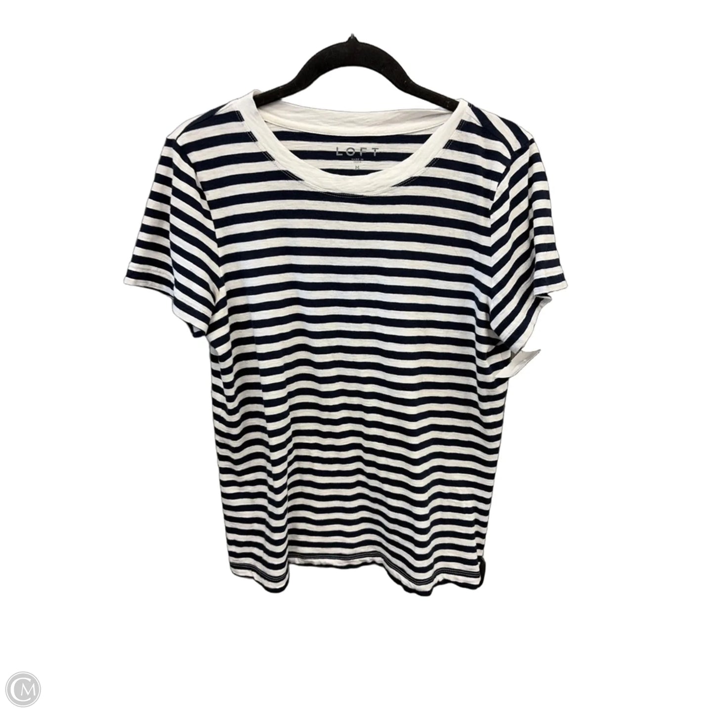 Top Short Sleeve By Loft In Striped Pattern, Size: M