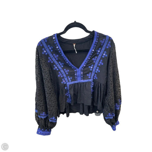 Top Long Sleeve By Free People In Black & Blue, Size: Xs