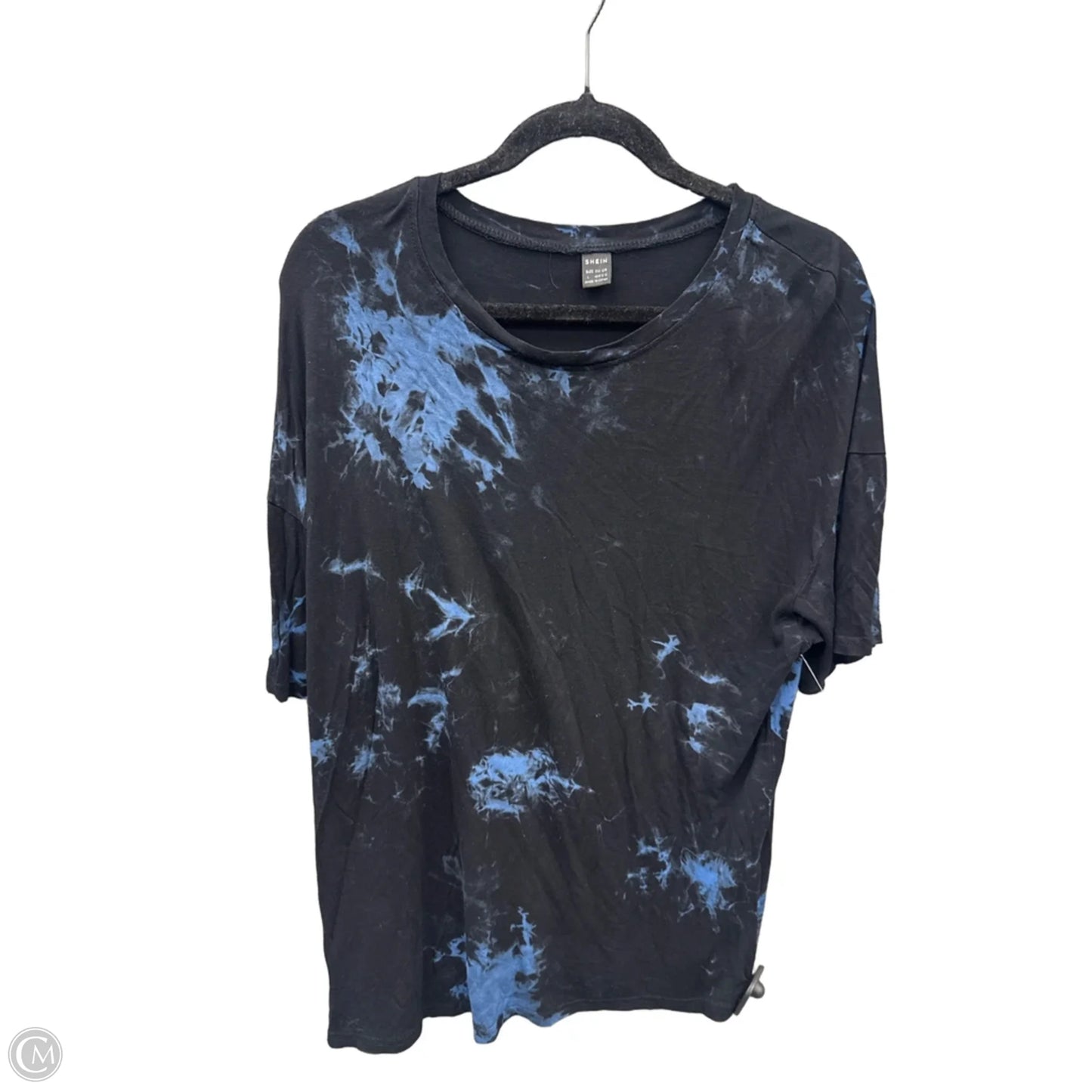 Top Short Sleeve By Shein In Black & Blue, Size: L