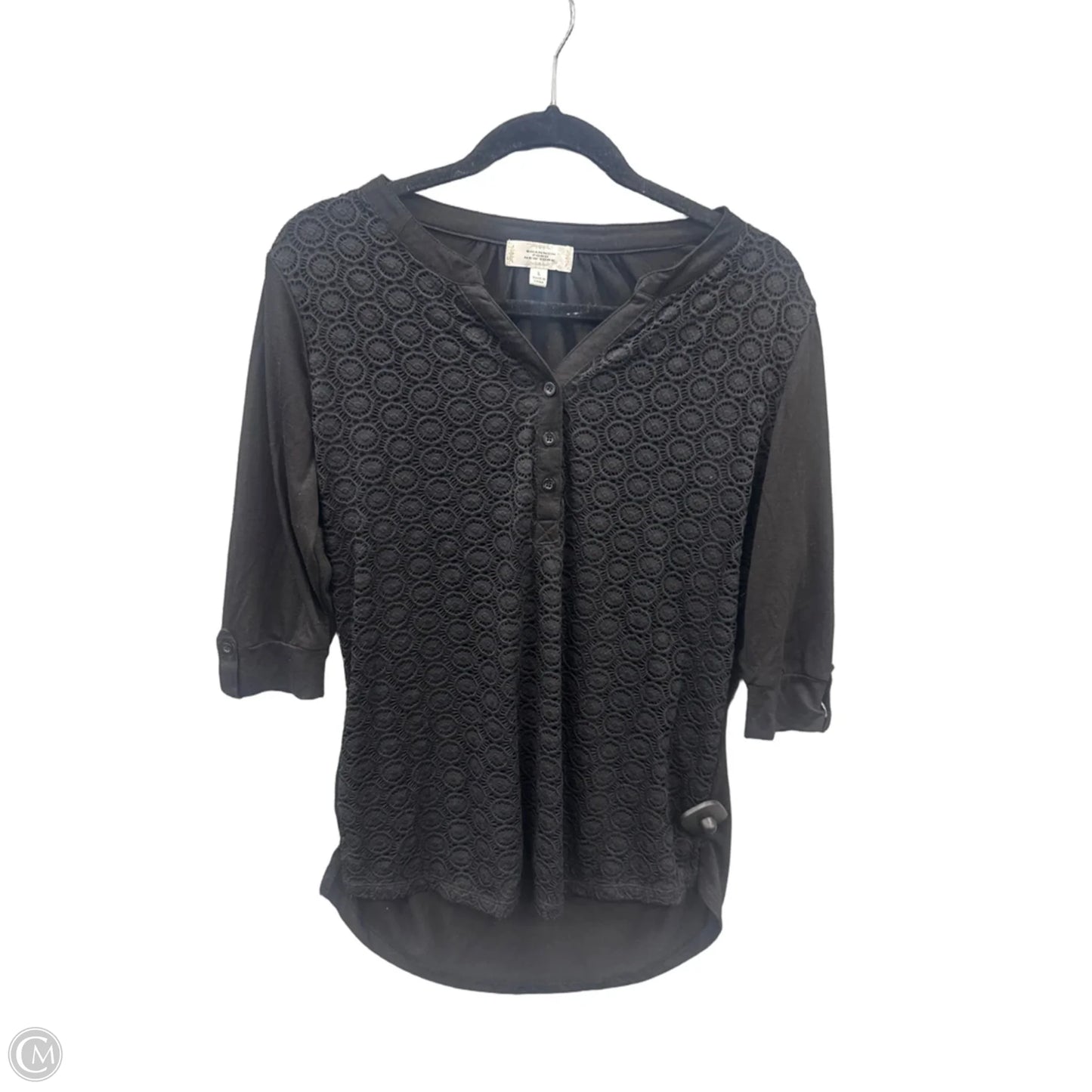 Top 3/4 Sleeve By Clothes Mentor In Black, Size: L