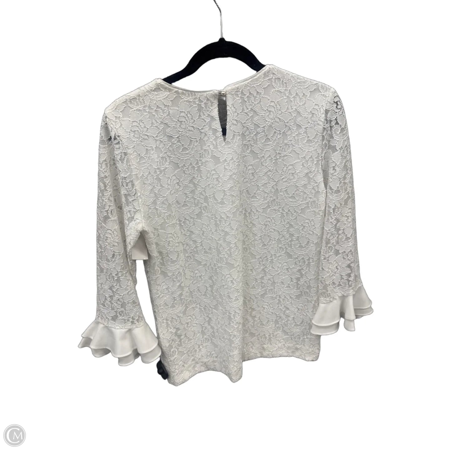 Top Long Sleeve Designer By Karl Lagerfeld In White, Size: S