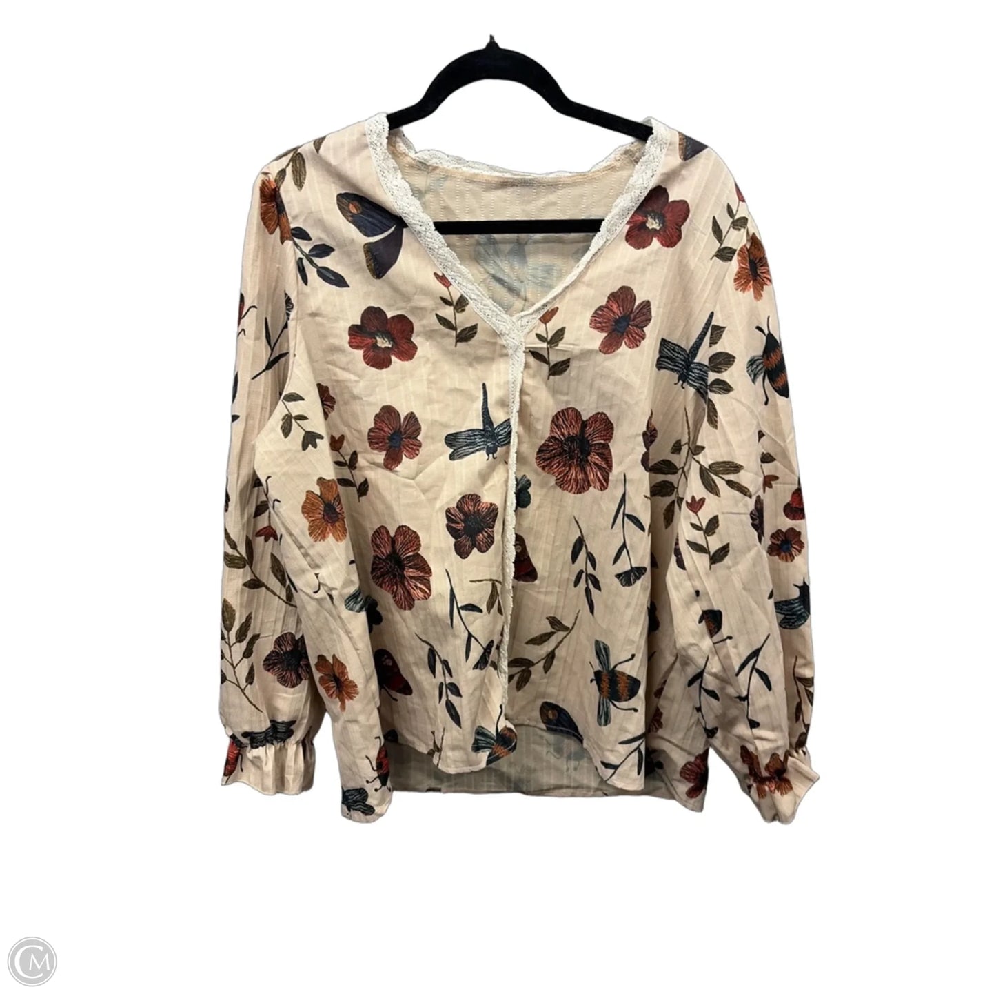 Top Long Sleeve By Clothes Mentor In Tan, Size: 2x