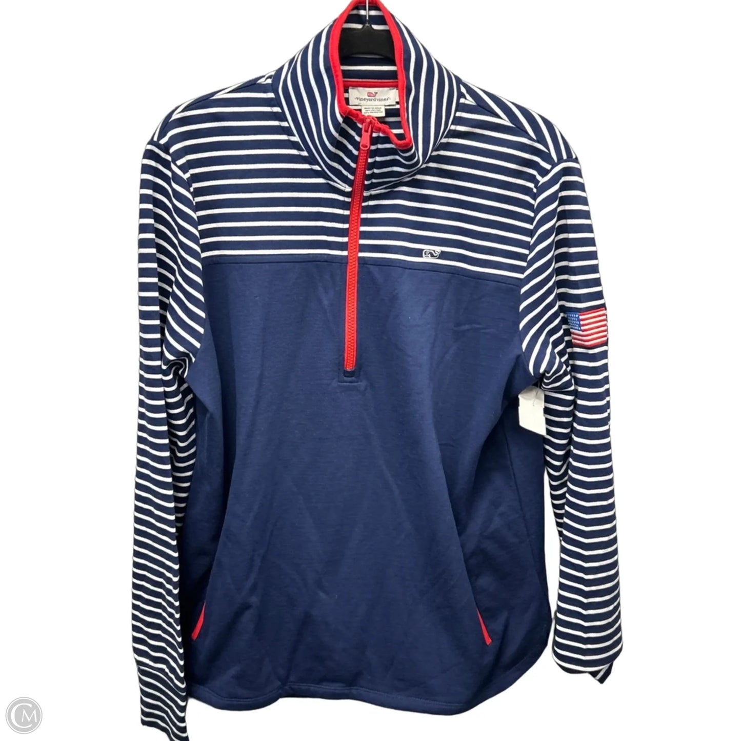 Sweatshirt Collar By Vineyard Vines In Blue Red & White, Size: Xl
