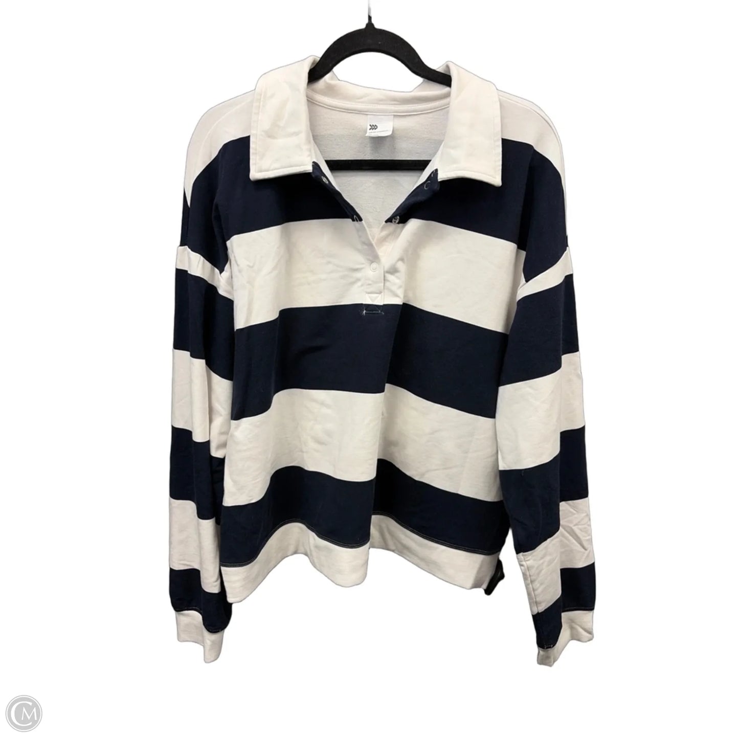 Athletic Top Long Sleeve Collar By All In Motion In Striped Pattern, Size: Xxl