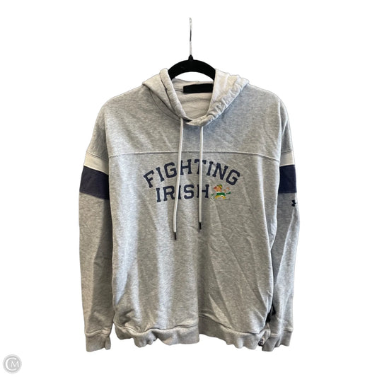 Athletic Top Long Sleeve Hoodie By Under Armour In Grey, Size: M