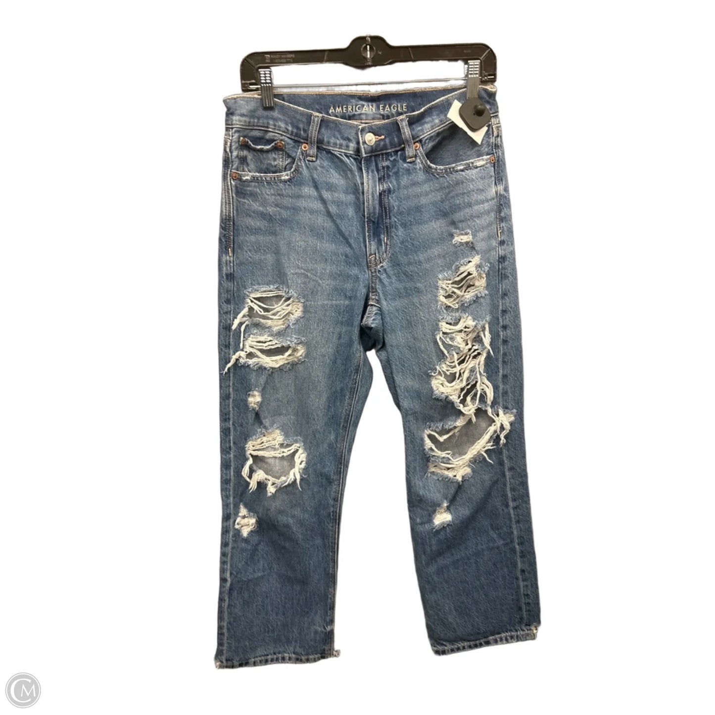 Jeans Straight By American Eagle In Blue Denim, Size: 2