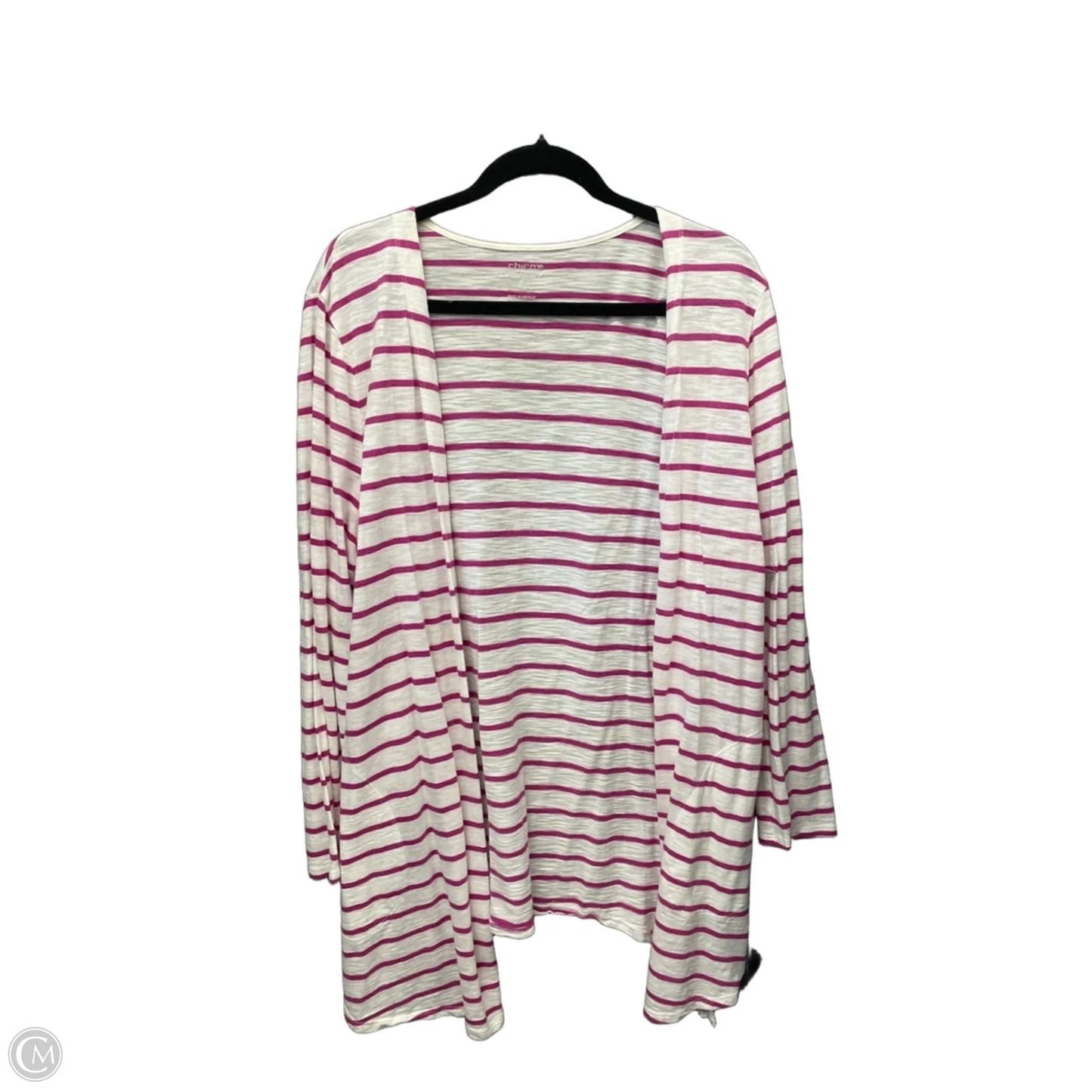 Cardigan By Chicos In Striped Pattern, Size: L