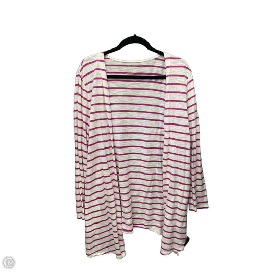 Cardigan By Chicos In Striped Pattern, Size: L