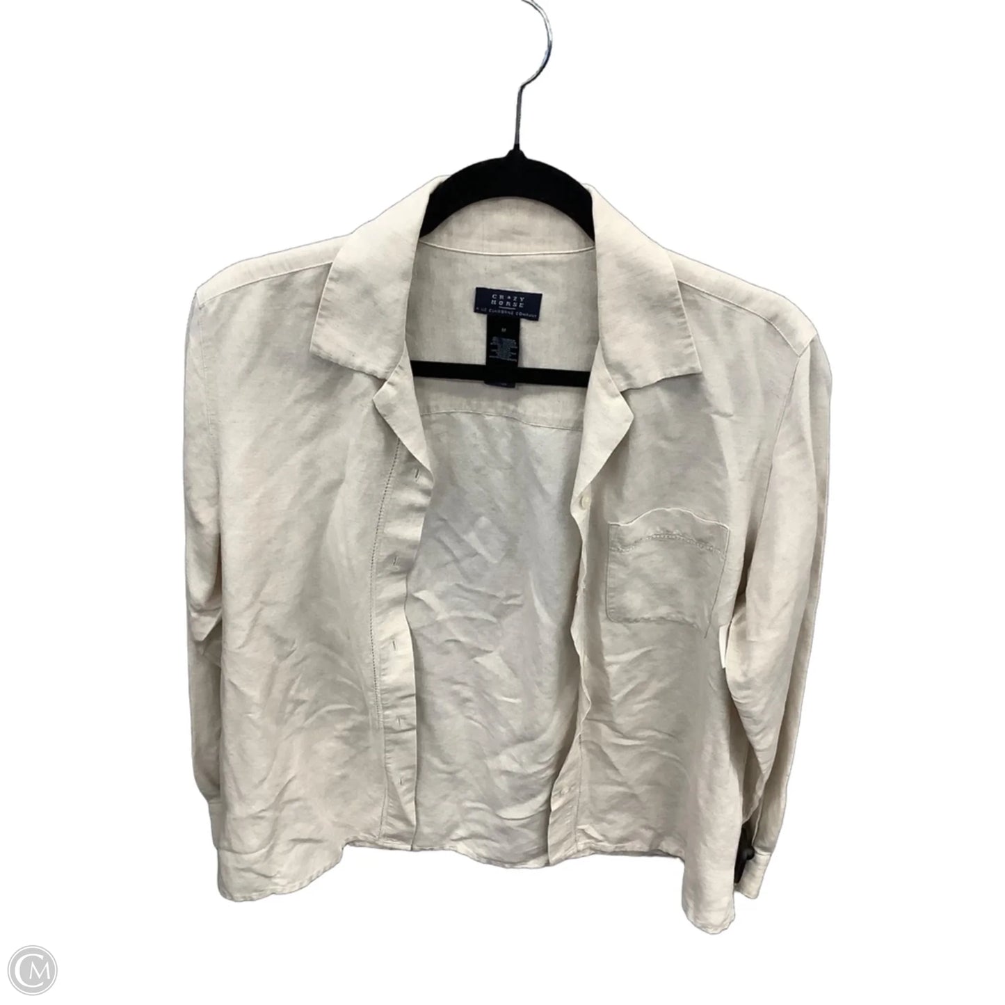 Top Long Sleeve By Crazy Horse In Cream, Size: M