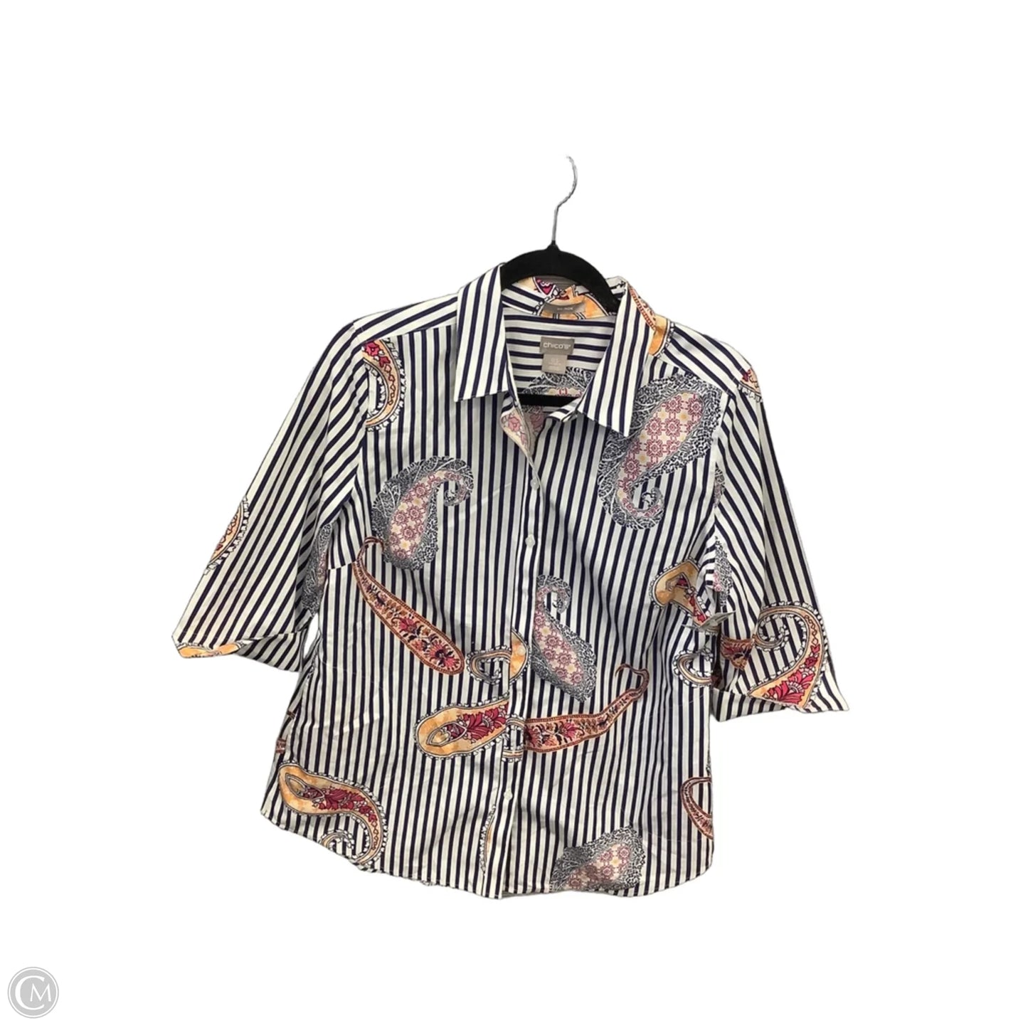 Top Long Sleeve By Chicos In Striped Pattern, Size: S