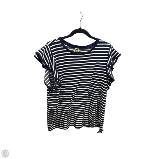 Top Short Sleeve By Anne Klein In Striped Pattern, Size: Xl