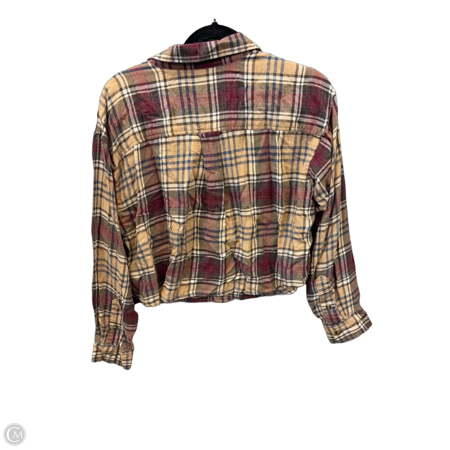 Top Long Sleeve By American Eagle In Plaid Pattern, Size: M