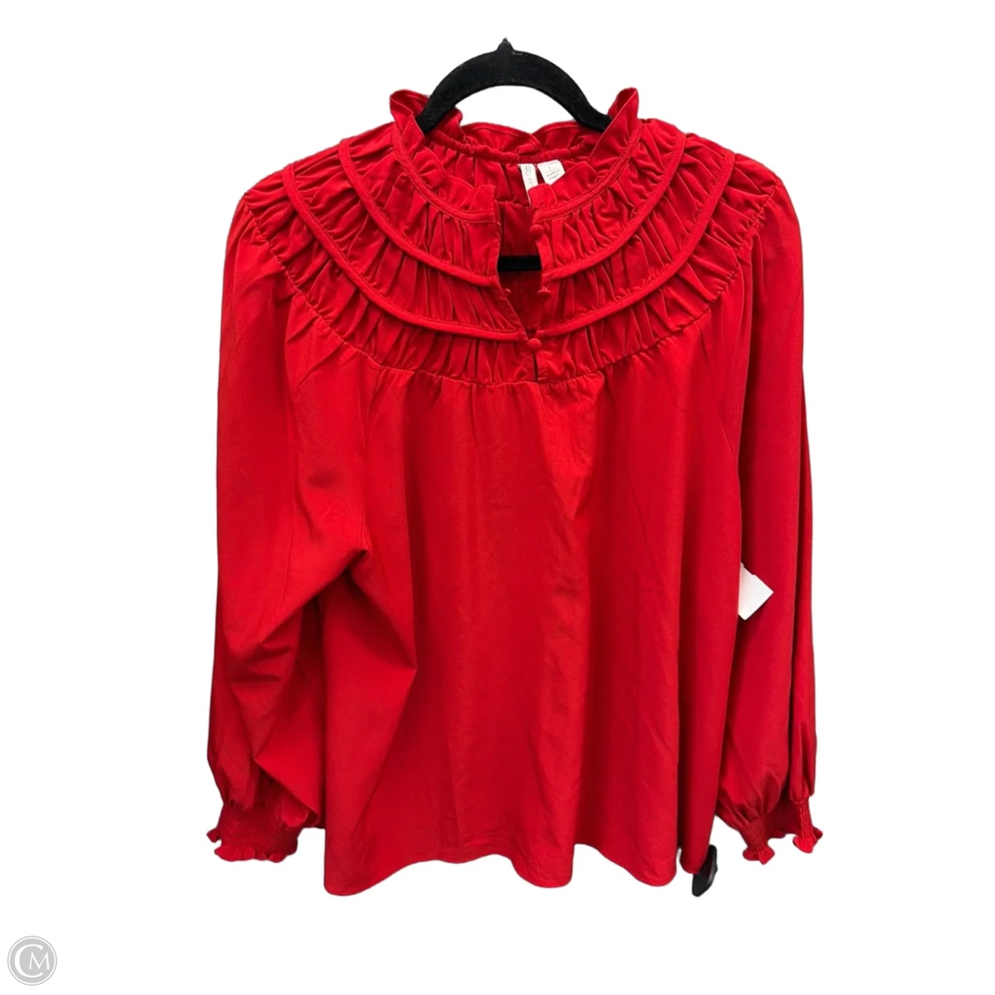 Top Long Sleeve By Cato In Red, Size: L