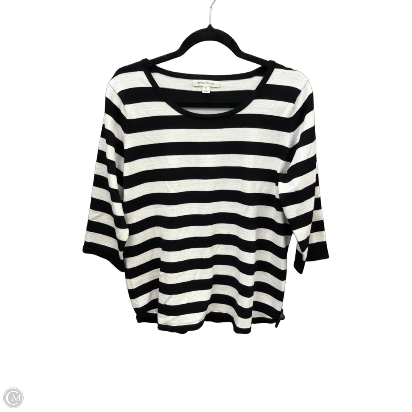 Top Long Sleeve By Studio Works In Striped Pattern, Size: Xl