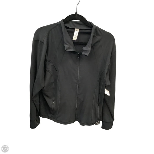 Athletic Top Long Sleeve Collar By Yogalicious In Black, Size: 1x