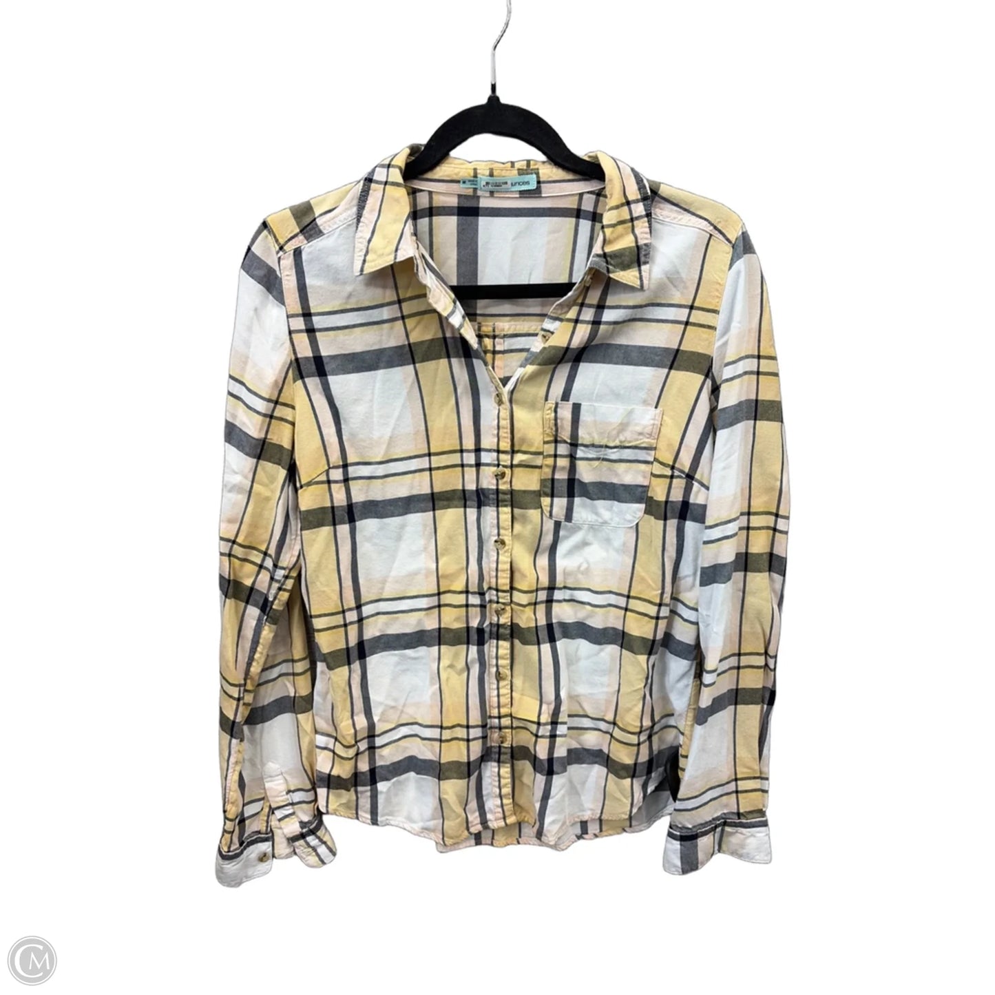 Top Long Sleeve By Maurices In White & Yellow, Size: M