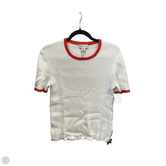 Top Short Sleeve By Calvin Klein In Cream & Orange, Size: Xl