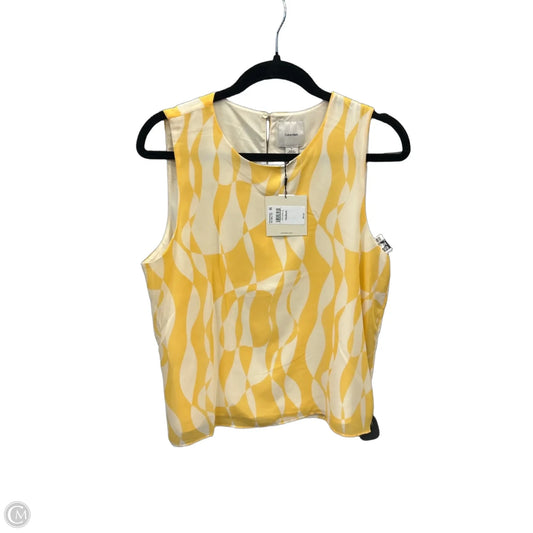Top Sleeveless By Calvin Klein In White & Yellow, Size: M